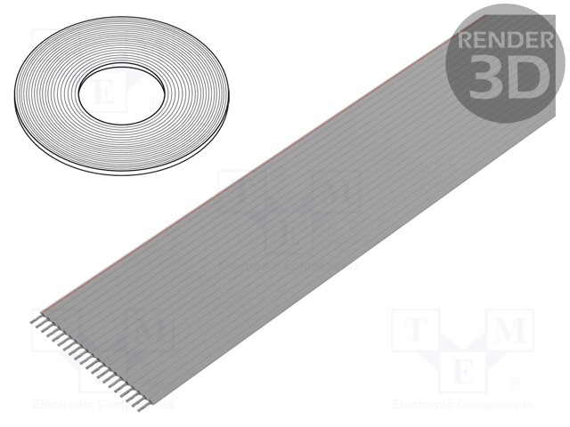 Wire: ribbon; 1.27mm; stranded; Cu; 20x26AWG; unshielded; PVC; grey