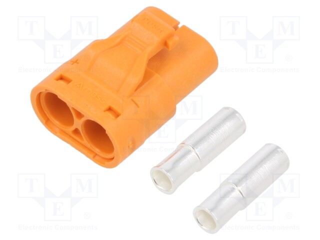 Plug; DC supply; LC; female; PIN: 2; for cable; soldering; orange