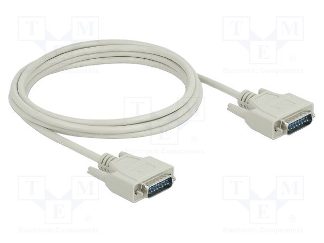 Cable; D-Sub 15pin plug,both sides; Len: 3m; beige; Øcable: 6mm