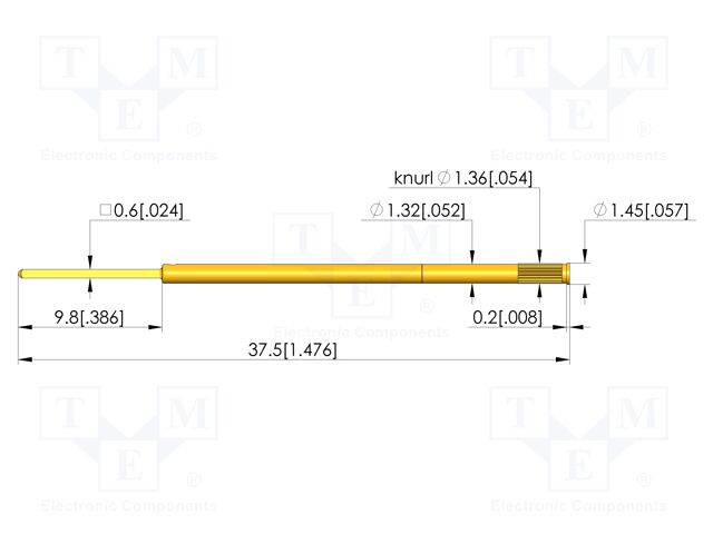 Test probe socket; gold-plated; KS-075; Flange height: 0.2mm