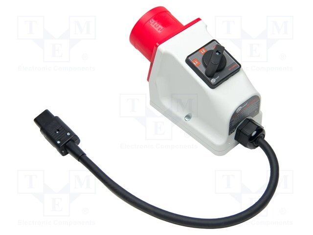 Adapter for three phase sockets; 32A; IEC plug; 265V; IP40