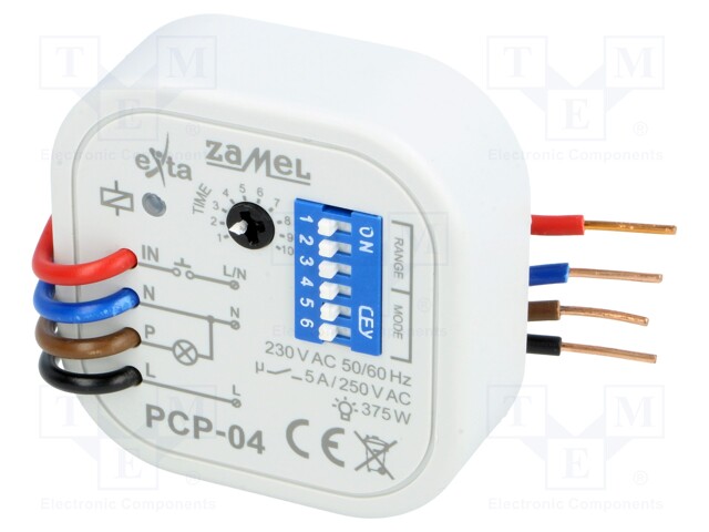 Timer; 0,1s÷10days; SPST-NO; 250VAC/5A; 230VAC; flush mount; IP20