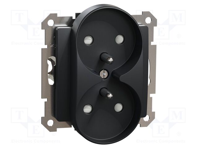 Dual E-type socket; 250VAC; IP20; anthracite; Sedna Elements