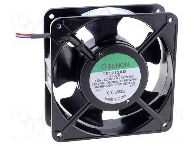 Fan: AC; axial; 115/230VAC; 120x120x38mm; 195(±10%)m3/h; 49dBA
