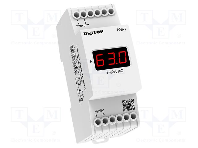 Ammeter; digital,mounting; 1÷63A; for DIN rail mounting; LED