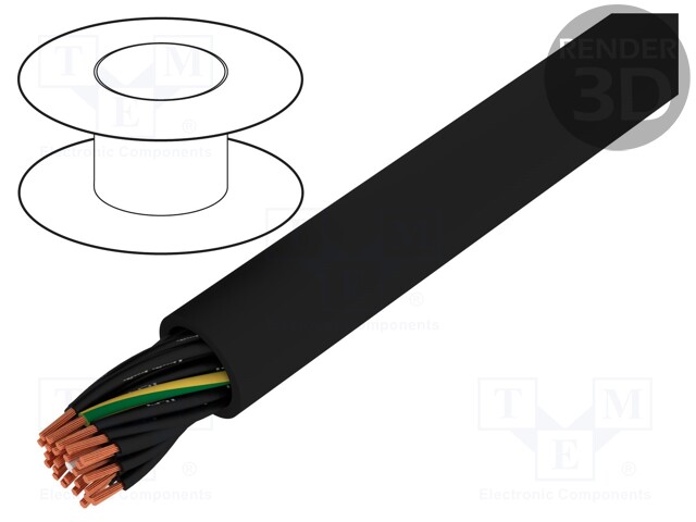 Wire; stranded; Cu; JZ-500-BK; 25G1mm2; unshielded; black; PVC
