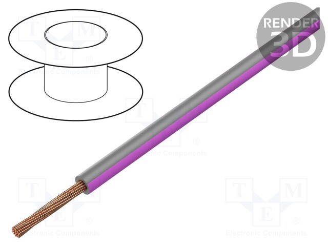 Wire; H05V-K,LgY; stranded; Cu; 2.5mm2; PVC; grey-pink; 300V,500V