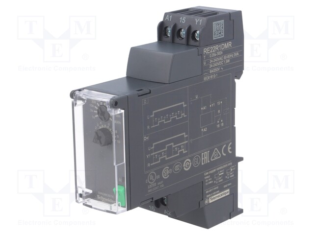 Timer; 0,05s÷300h; SPDT; 250VAC/8A; 24÷240VAC; 24÷240VDC; DIN; IP20