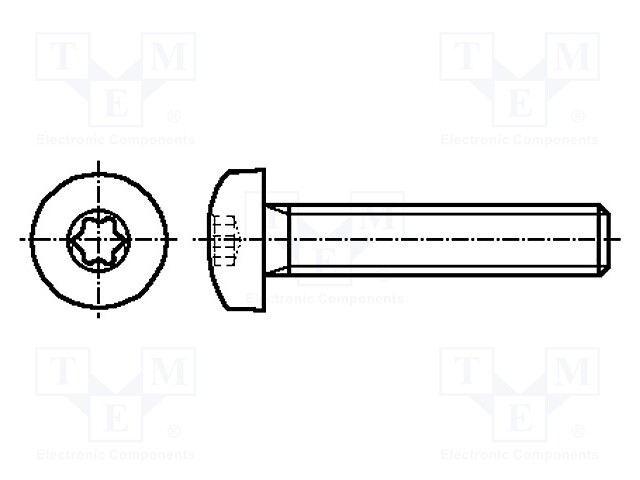 Screw; M3x25; 0.5; Head: button; Torx®; TX10; ISO standard: 14583