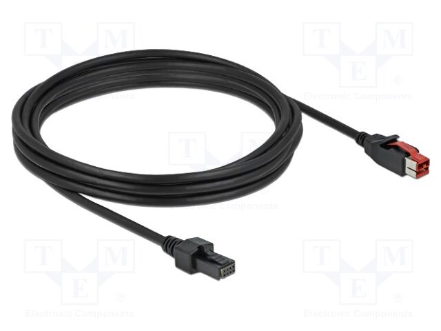 Cable; 2x4pin plug,PoweredUSB plug; 4m; black; 20AWG,26AWG; 24V
