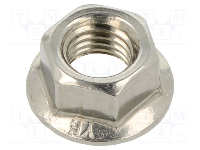 Nut; with flange; M10; A2 stainless steel; 10mm; Head: hexagonal