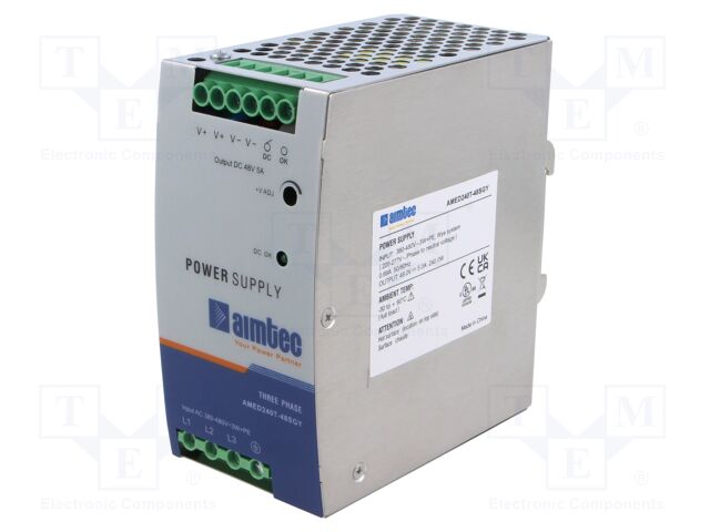 Power supply: switched-mode; for DIN rail; 240W; 48VDC; 5A; 4.87kV