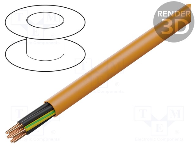 Wire; BiTflame 1000; solid; Cu; 7G1,5mm2; LSZH; orange; 600V,1kV