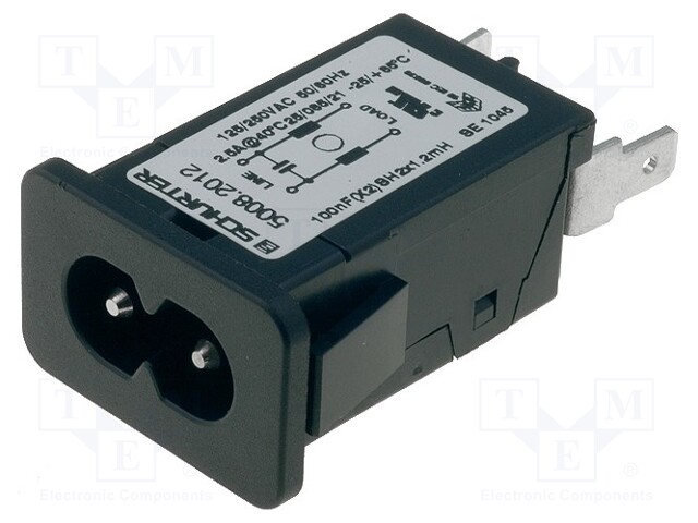 Connector: AC supply; socket; male; 2.5A; 250VAC; IEC 60320; 1.2mH