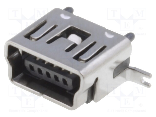 Socket; USB B mini; SMT; vertical; USB 2.0; gold-plated