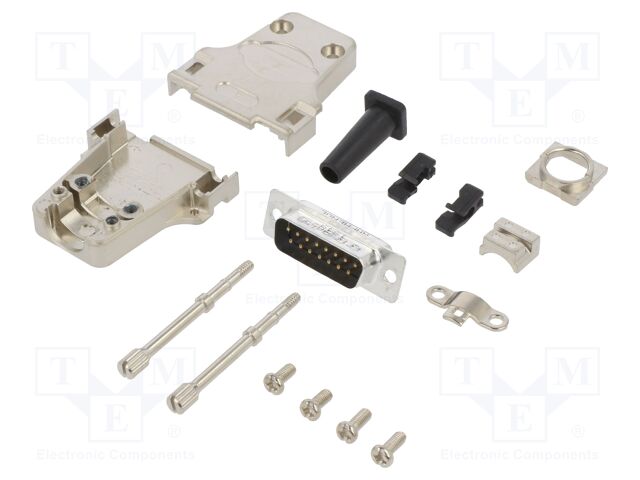 D-Sub; PIN: 15; male; shielded,with strain relief; straight