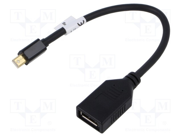 Adapter; DisplayPort 1.1a; 0.1m; black; Enclos.mat: ABS