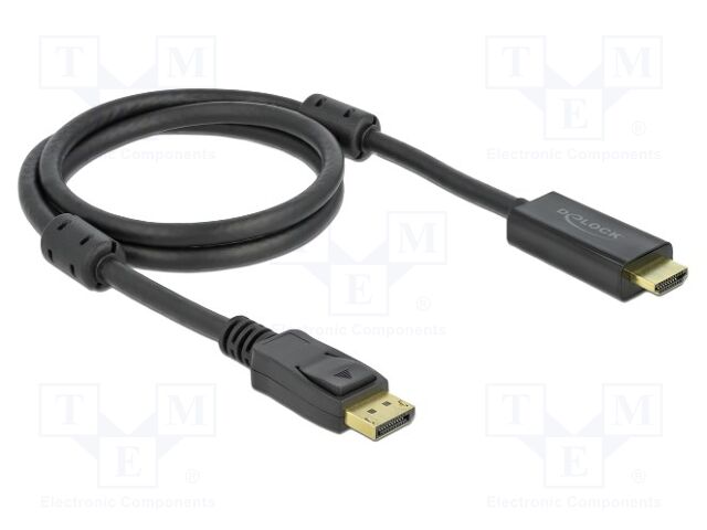 Cable; DisplayPort plug,HDMI plug; Len: 1m; black; 28AWG; black