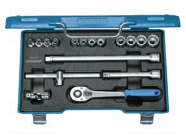 Wrench-set; 6-angles,rattle,socket bits,socket spanner; 3/8"