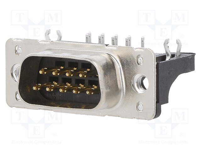 D-Sub; PIN: 9; socket; male; low profile,PCB snap-in; angled 90°