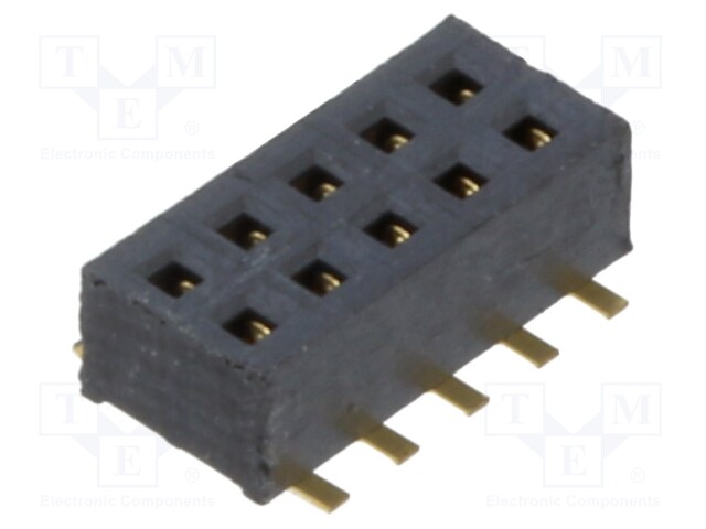 Connector: pin strips; female; PIN: 10; 1.27mm; gold-plated; SMT