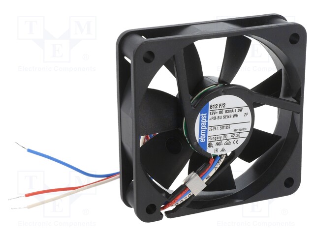 Fan: DC; axial; 60x60x15mm; 29m3/h; 27dBA; slide bearing; 3900rpm