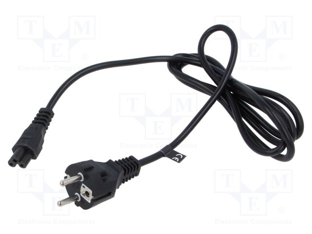 Cable; 3x0.75mm2; CEE 7/7 (E/F) plug,IEC C5 female; PVC; 1.8m