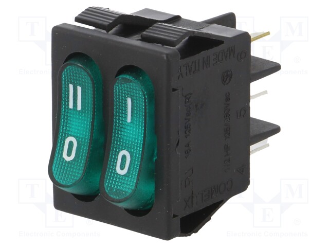 ROCKER; DPST; Pos: 2; OFF-ON; 16A/250VAC; max.125°C; 30x22x21.4mm