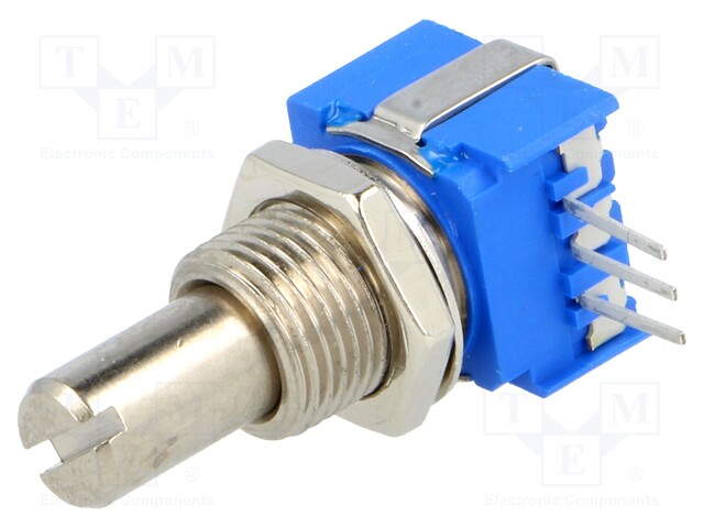 Potentiometer: shaft; single turn; 10kΩ; ±20%; 500mW; linear; THT