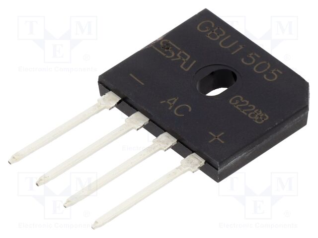 Bridge rectifier: single-phase; 15A; flat; THT