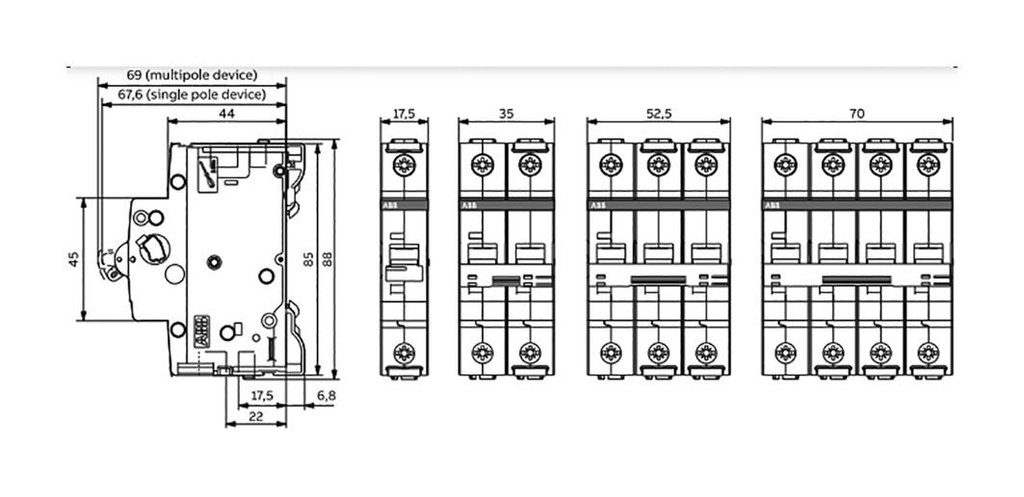 Circuit breaker; 240VAC; Inom: 2A; Poles: 1+N; Charact: D; 25kA; IP20