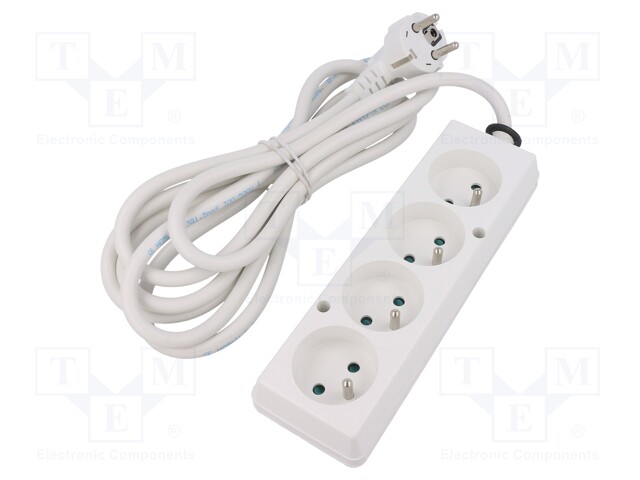 Extension lead; Sockets: 4; white; 3x1,5mm2; 3m; 16A