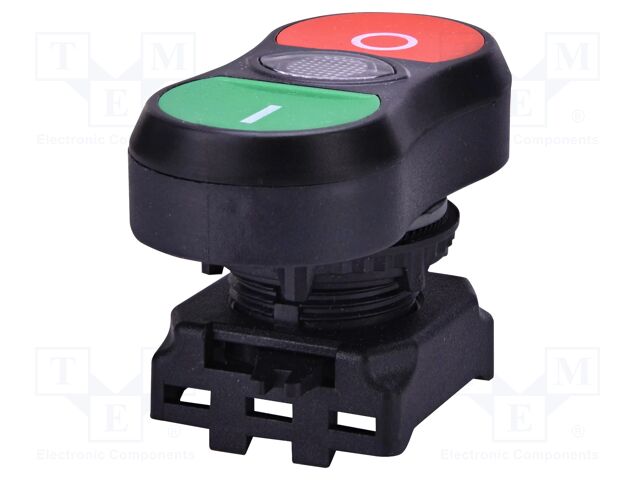 Switch: double; 22mm; green/red; LED; IP65; flat; E; Pos: 2; Ø22.5mm