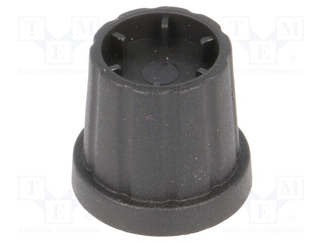 Knob; with flange; plastic; Shaft d: 6mm; Ø16.5x19.2mm; black