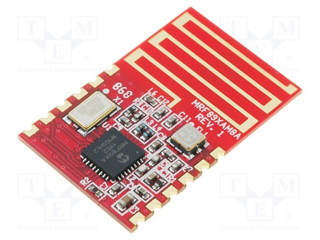 Module: RF; MiWi; 868MHz; 4-wire SPI; -113dBm; 10dBm; Mounting: SMD