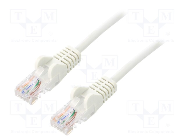 Patch cord; U/UTP; 5e; stranded; CCA; PVC; white; 15m; 26AWG