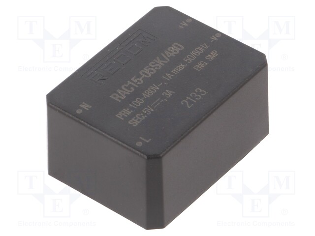 Converter: AC/DC; 15W; 85÷528VAC; Usup: 120÷750VDC; Uout: 5VDC; 86%