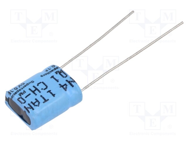 Supercapacitor; THT; 100mF; 5VDC; -20÷80%; Pitch: 7.3mm; 2Ω; 3uA