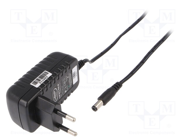 Power supply: switched-mode; 12VDC; 0.5A; Out: 5,5/2,1; 6W; Plug: EU