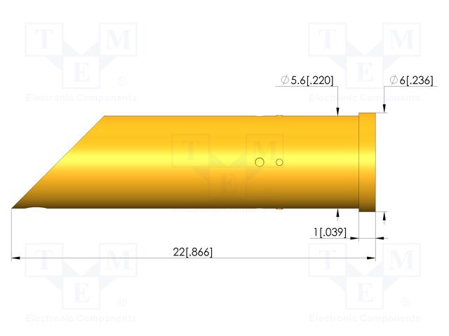 Test probe socket; gold-plated; KS-365; L: 22mm; test needles