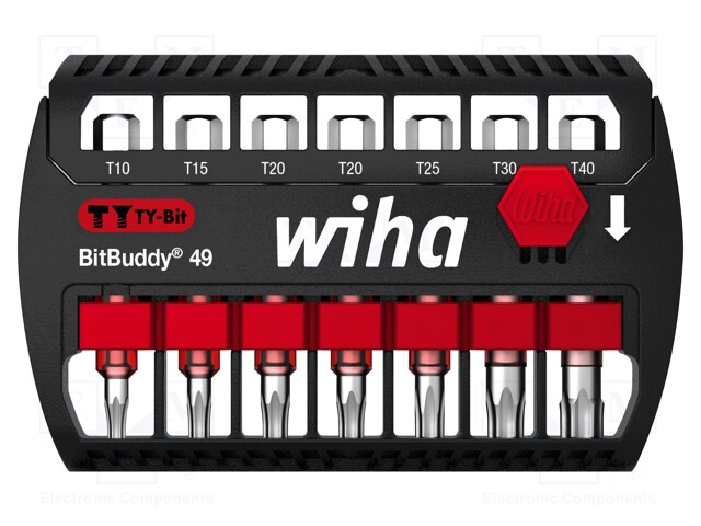 Screwdriver bits; Pcs: 7; Package: plastic case; 49mm; Bit: Torx®