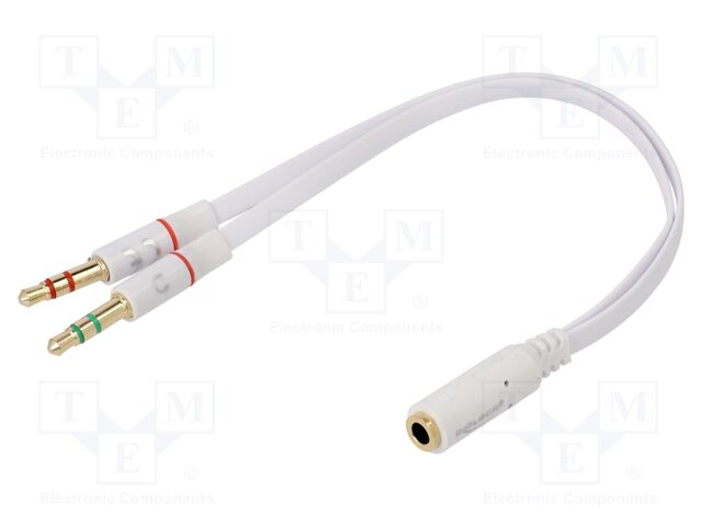 Cable; Jack 3.5mm 3pin plug x2,Jack 3.5mm 4pin socket; 0.2m
