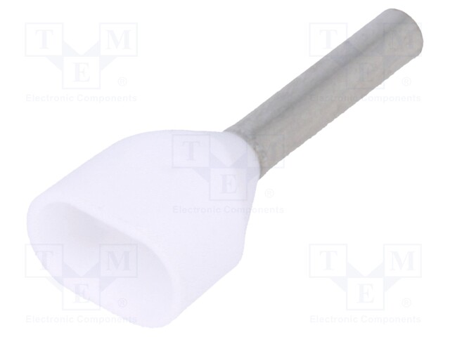 Bootlace ferrule; insulated,double; copper; 0.5mm2; 8mm; tinned