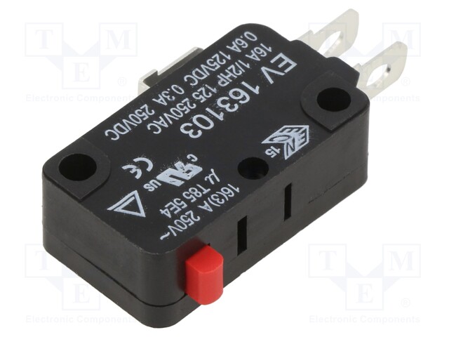 Microswitch SNAP ACTION; without lever; SPDT; 16A/250VAC; Pos: 2