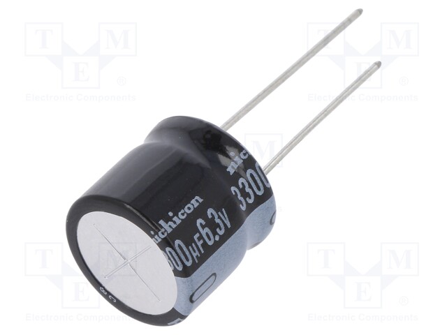 Capacitor: electrolytic; THT; 3300uF; 6.3VDC; Ø16x15mm; ±20%; 1000h
