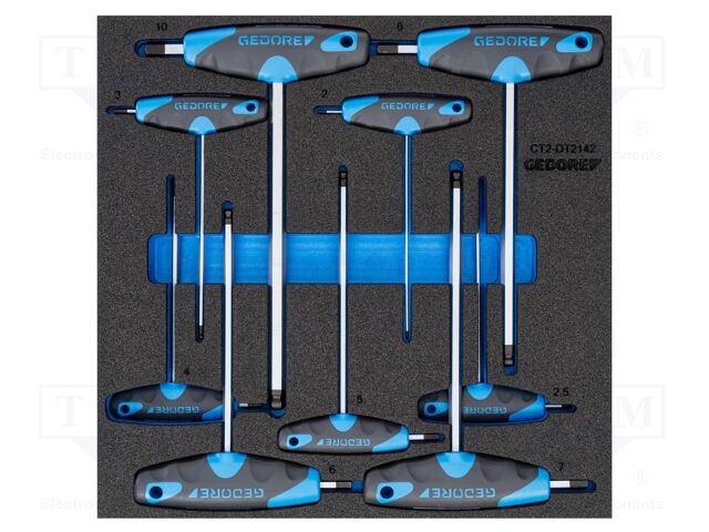 Kit: screwdrivers; in a foam tray; hex key,spherical; 9pcs.