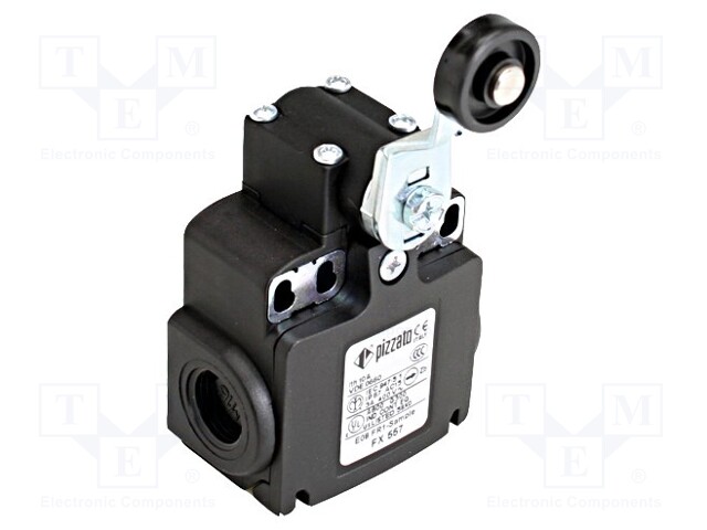 Limit switch; lever R 43mm, plastic roller Ø20mm; NO + NC; 10A