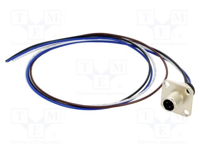 Connector: M12; socket; male; straight; with lead; PIN: 4; 0.34mm2