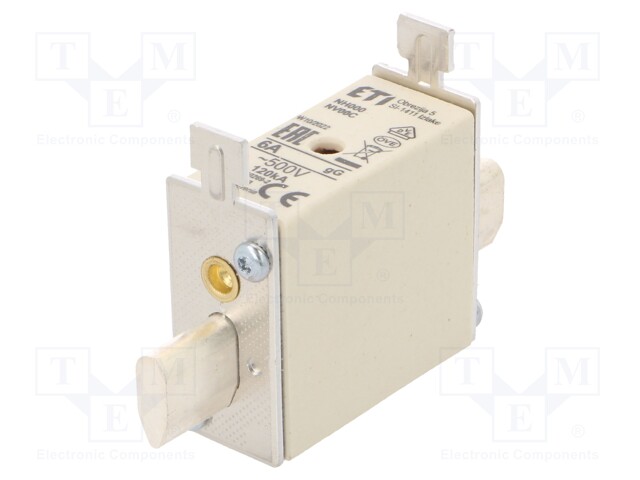 Fuse: fuse; gG; 6A; 500VAC; ceramic,industrial; NH000; WT-NH