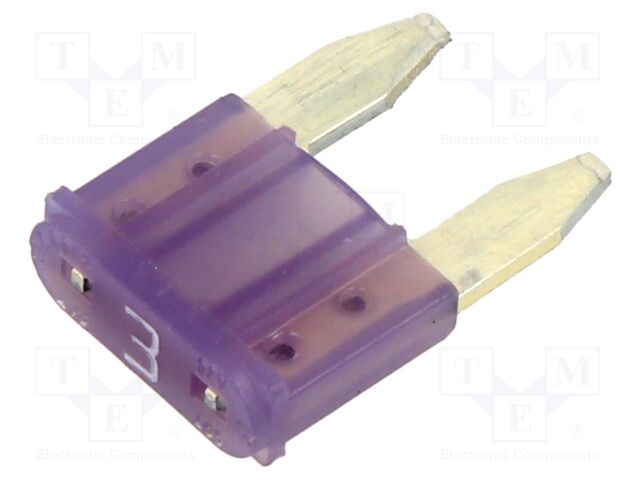 Fuse, Automotive, Time Delay, 3 A, 58 V, 10.9mm x 3.8mm x 8.8mm, MINI Series